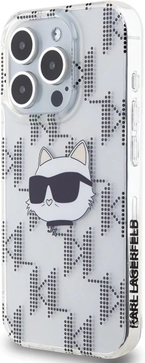 Karl Lagerfeld IML Choupette Head & Monogram Hoesje iPhone 15 Pro Max - Transparant
