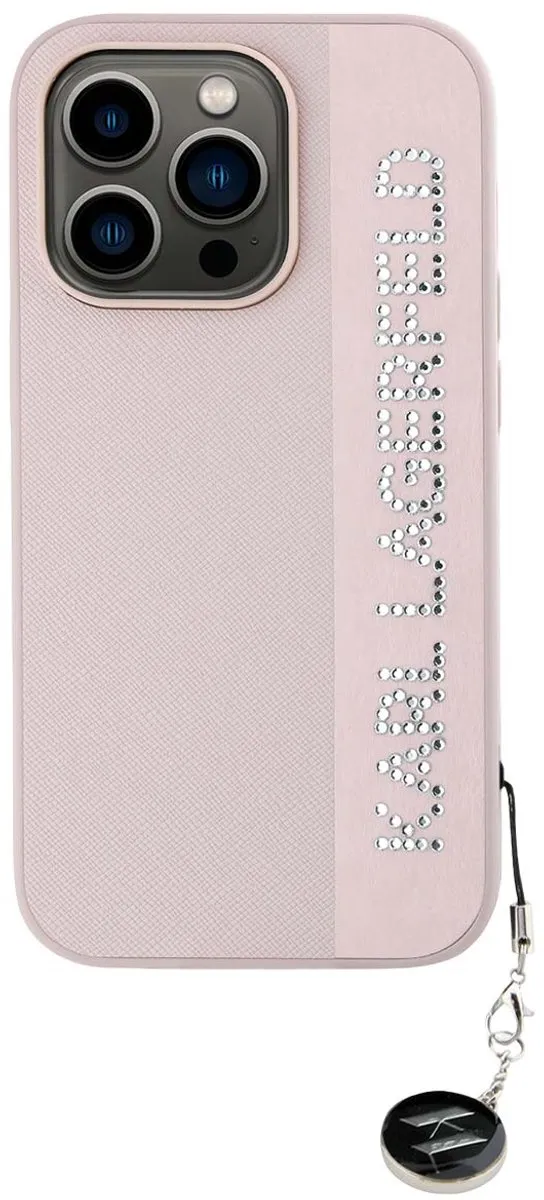 Karl Lagerfeld iPhone 14 Pro Back Cover - Roze PU-leer KLHCP14LPSAKDGCP