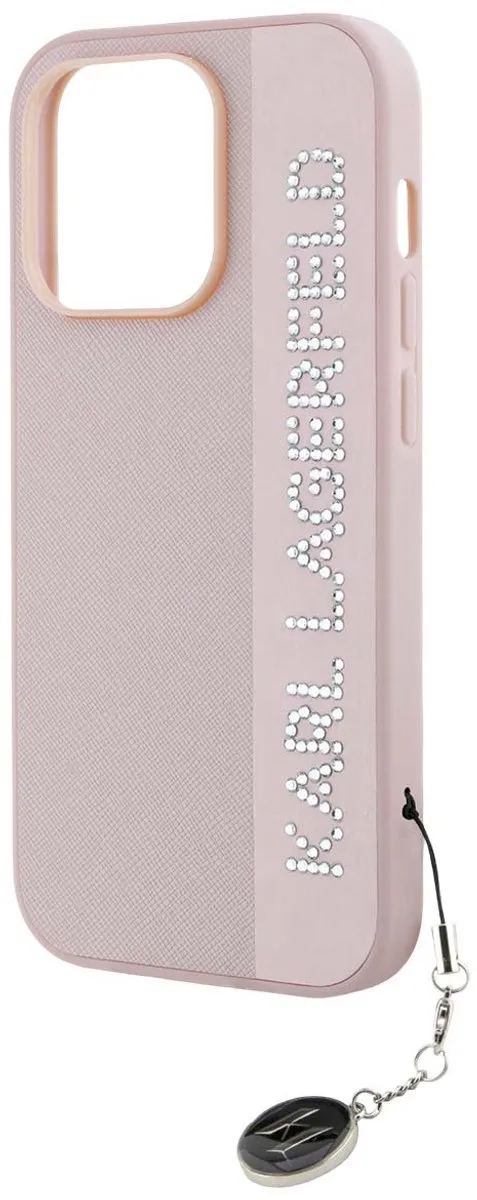 Karl Lagerfeld iPhone 14 Pro Back Cover - Roze PU-leer KLHCP14LPSAKDGCP