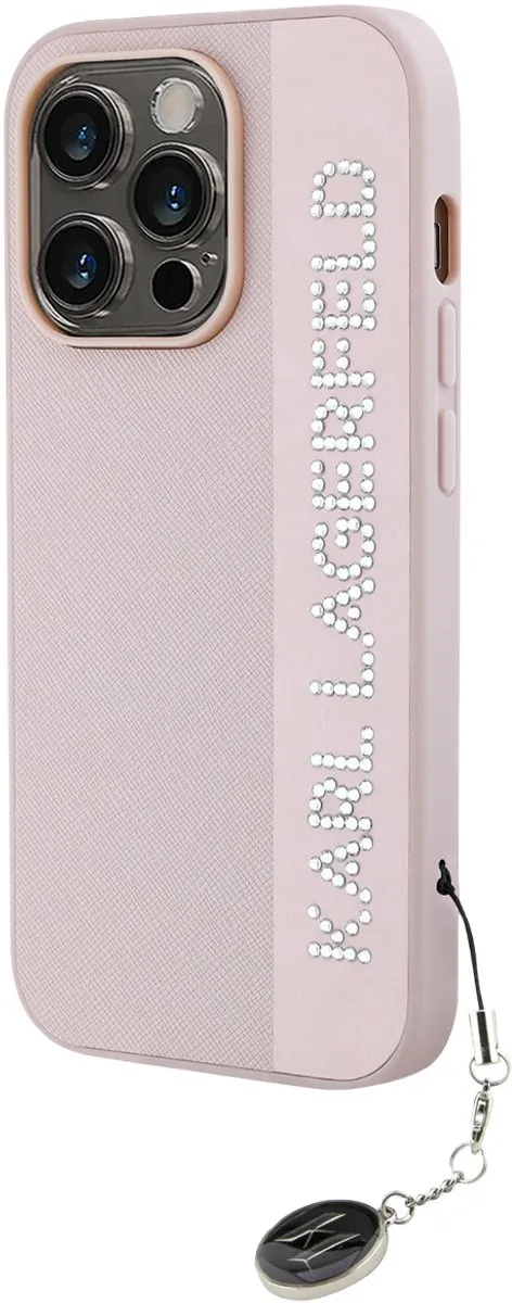 Karl Lagerfeld iPhone 14 Pro Back Cover - Roze PU-leer KLHCP14LPSAKDGCP