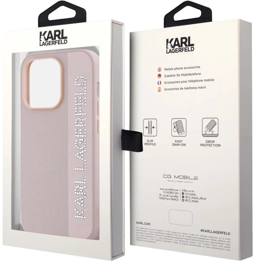 Karl Lagerfeld iPhone 14 Pro Back Cover - Roze PU-leer KLHCP14LPSAKDGCP - afbeelding 6 van 6