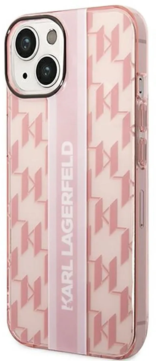 Karl Lagerfeld Monogram Vertical Stripe Hoes iPhone 14 Plus - Roze - afbeelding 6 van 6