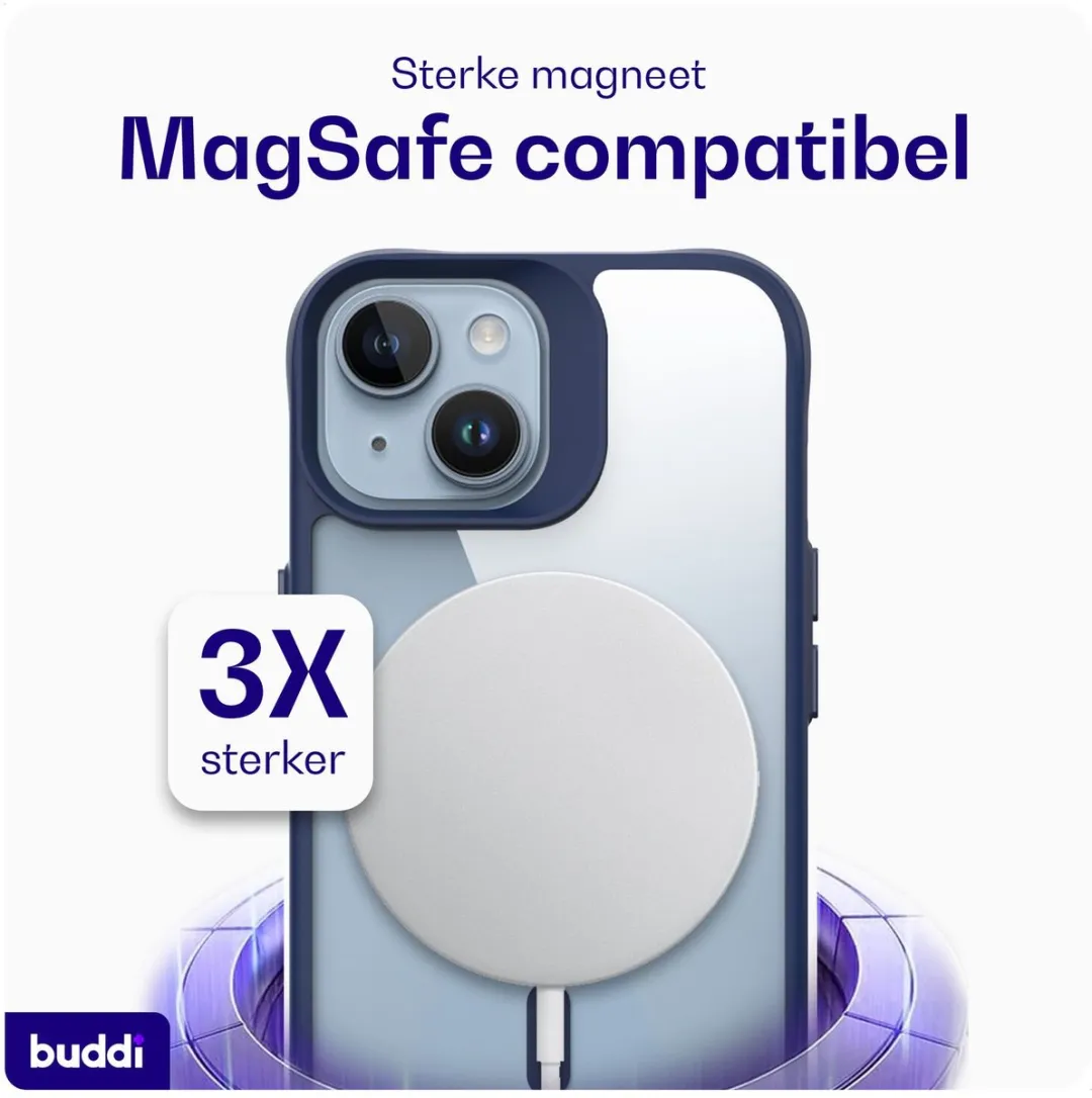 Buddi Hybrid Hoesje iPhone 13/14/15 - MagSafe - Transparant Blauw