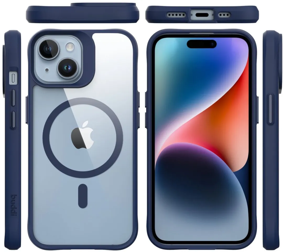 Buddi Hybrid Hoesje iPhone 13/14/15 - MagSafe - Transparant Blauw