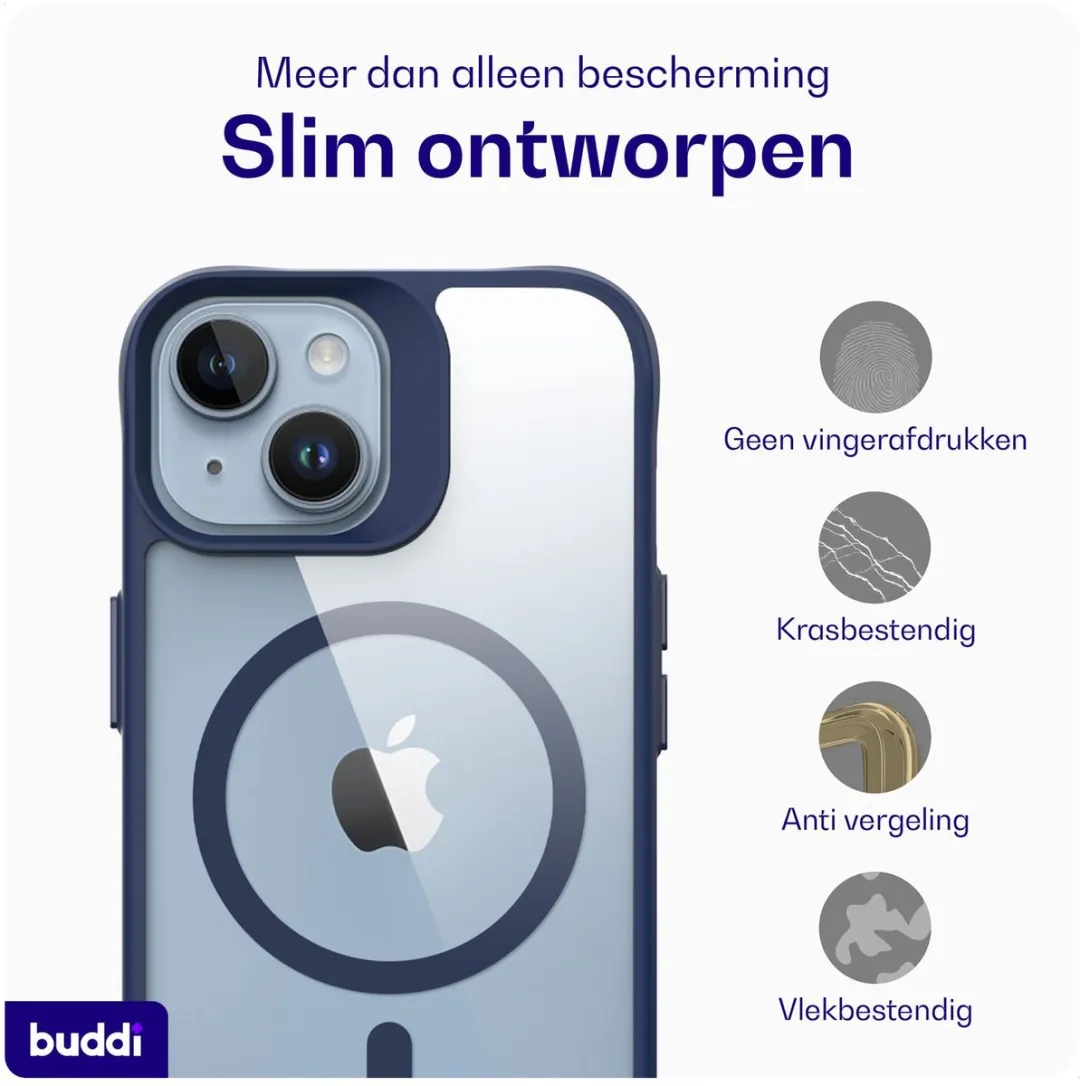 Buddi Hybrid Hoesje iPhone 13/14/15 - MagSafe - Transparant Blauw