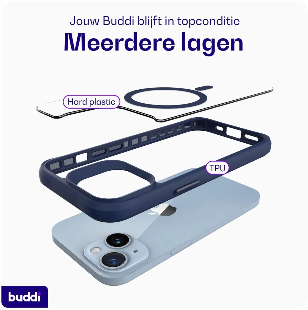 Buddi Hybrid Hoesje iPhone 13/14/15 - MagSafe - Transparant Blauw - afbeelding 6 van 6