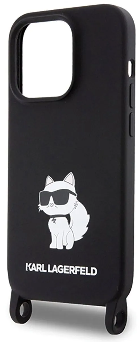 Karl Lagerfeld Crossbody Choupette Siliconen Hoesje iPhone - Zwart