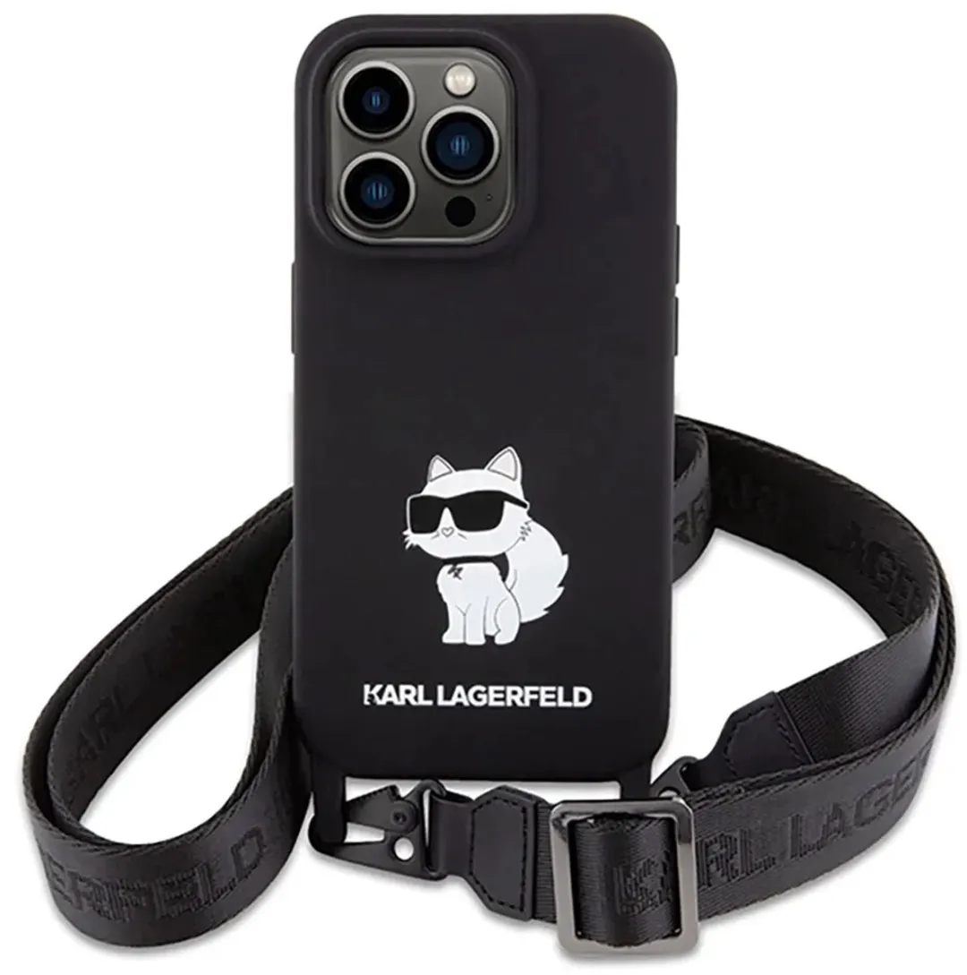 Karl Lagerfeld Crossbody Choupette Siliconen Hoesje iPhone - Zwart - afbeelding 6 van 6