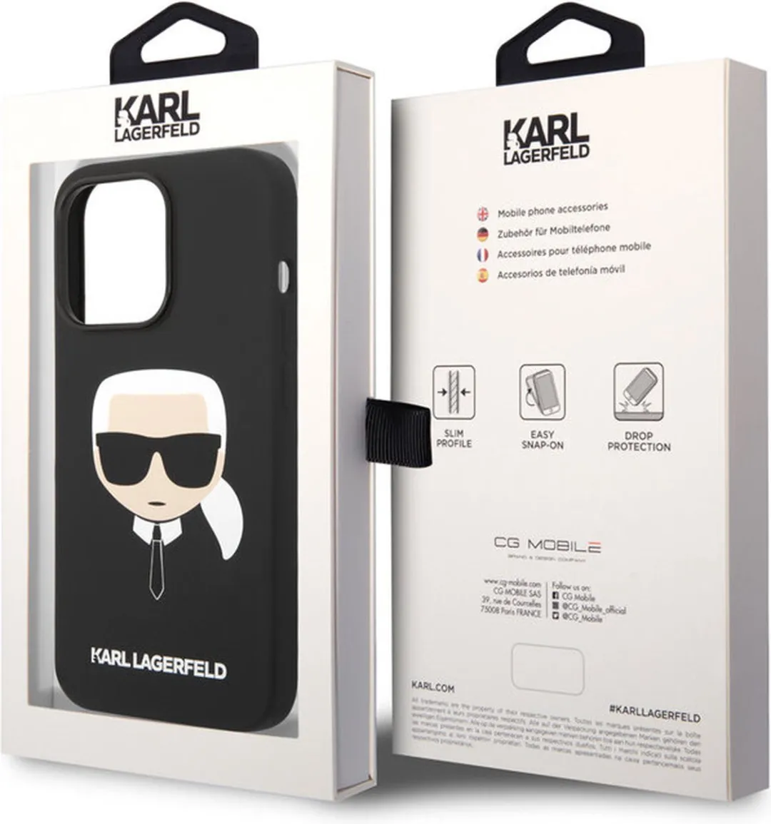 Karl Lagerfeld iPhone 14 Pro Max Hardcase - Karl’s Head - Zwart