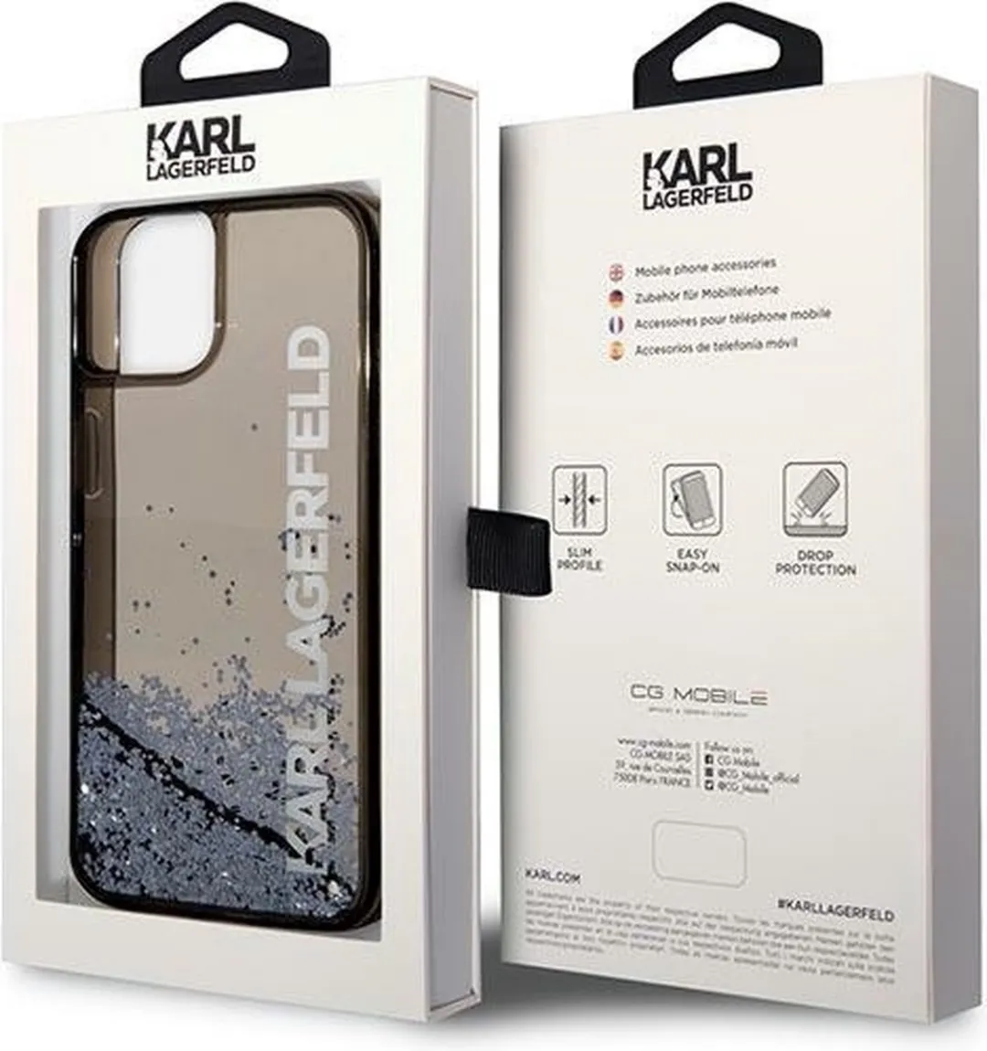 Karl Lagerfeld KLHCP14MLCKVK iPhone 14 Plus Hoesje - Zwart - Glitter