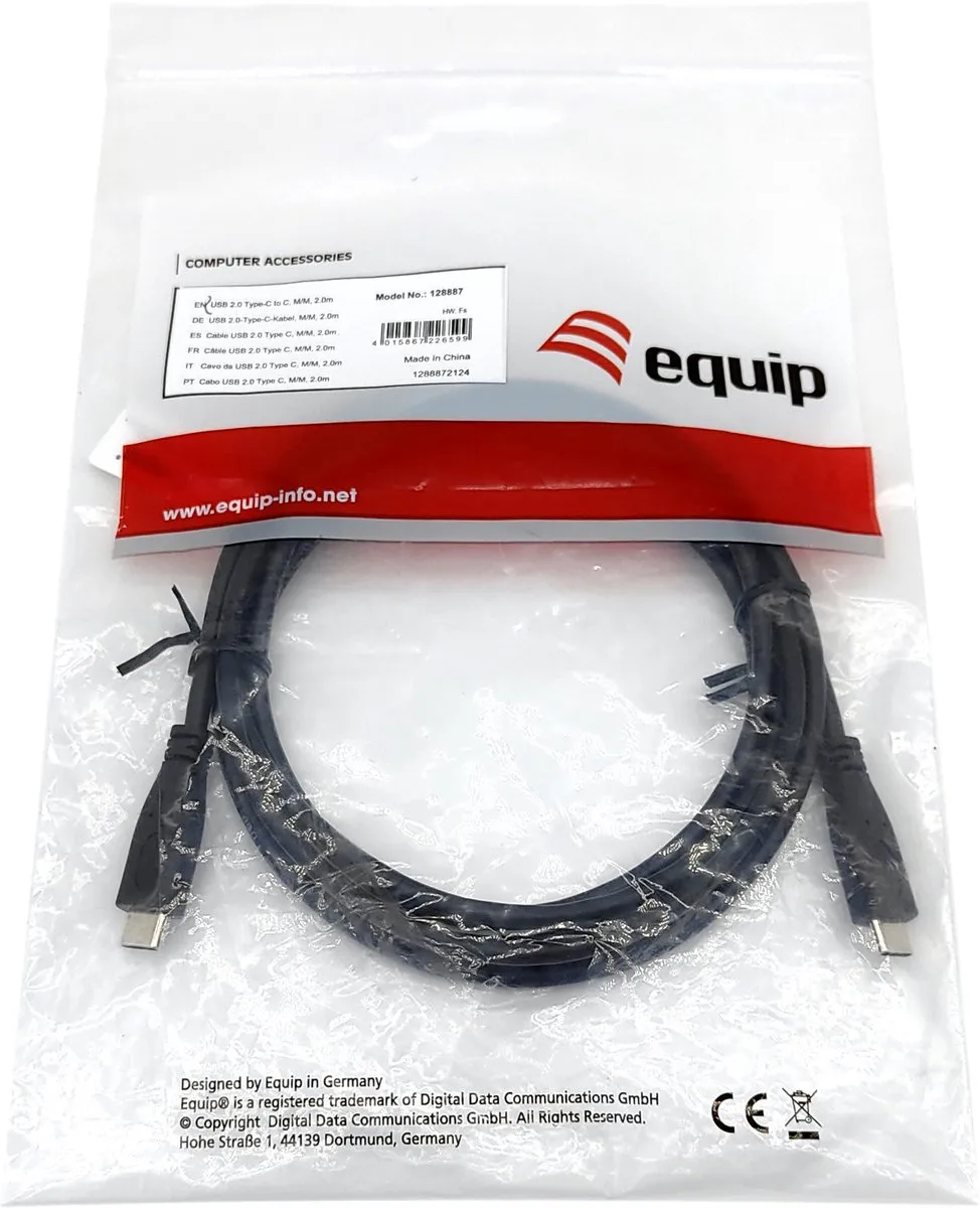 Equip 128832 USB-C Kabel 0,3m - Zwart