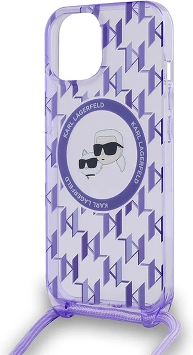 Karl Lagerfeld IML Crossbody Monogram MagSafe Hoesje - iPhone 15/14/13 - Paars