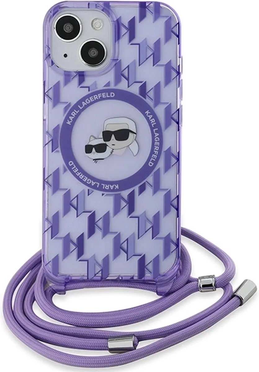 Karl Lagerfeld IML Crossbody Monogram MagSafe Hoesje - iPhone 15/14/13 - Paars