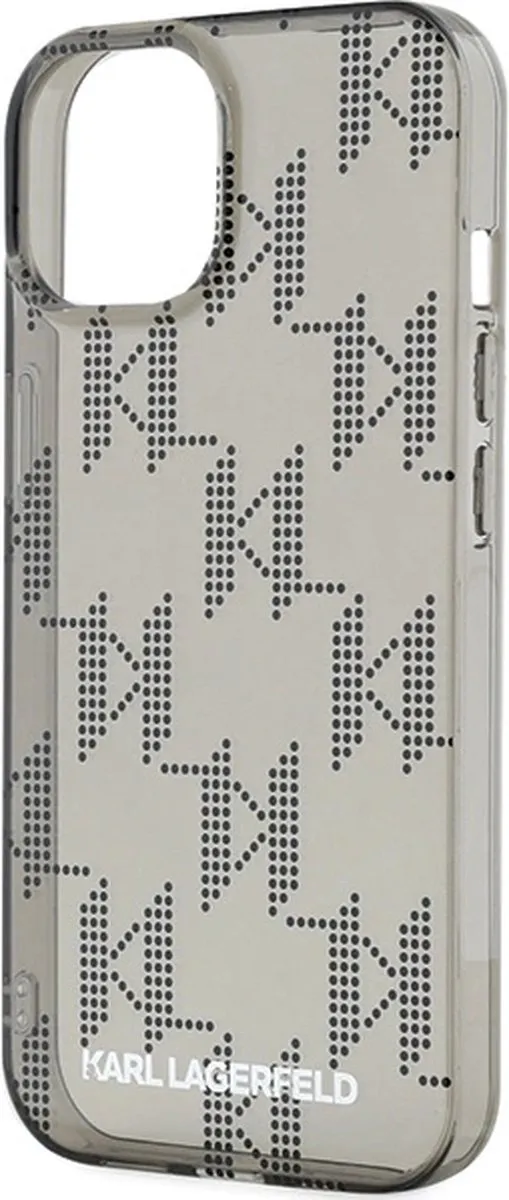 Karl Lagerfeld IML Mono KL Pattern & Cord Hoesje - iPhone 15/14/13 - Zwart