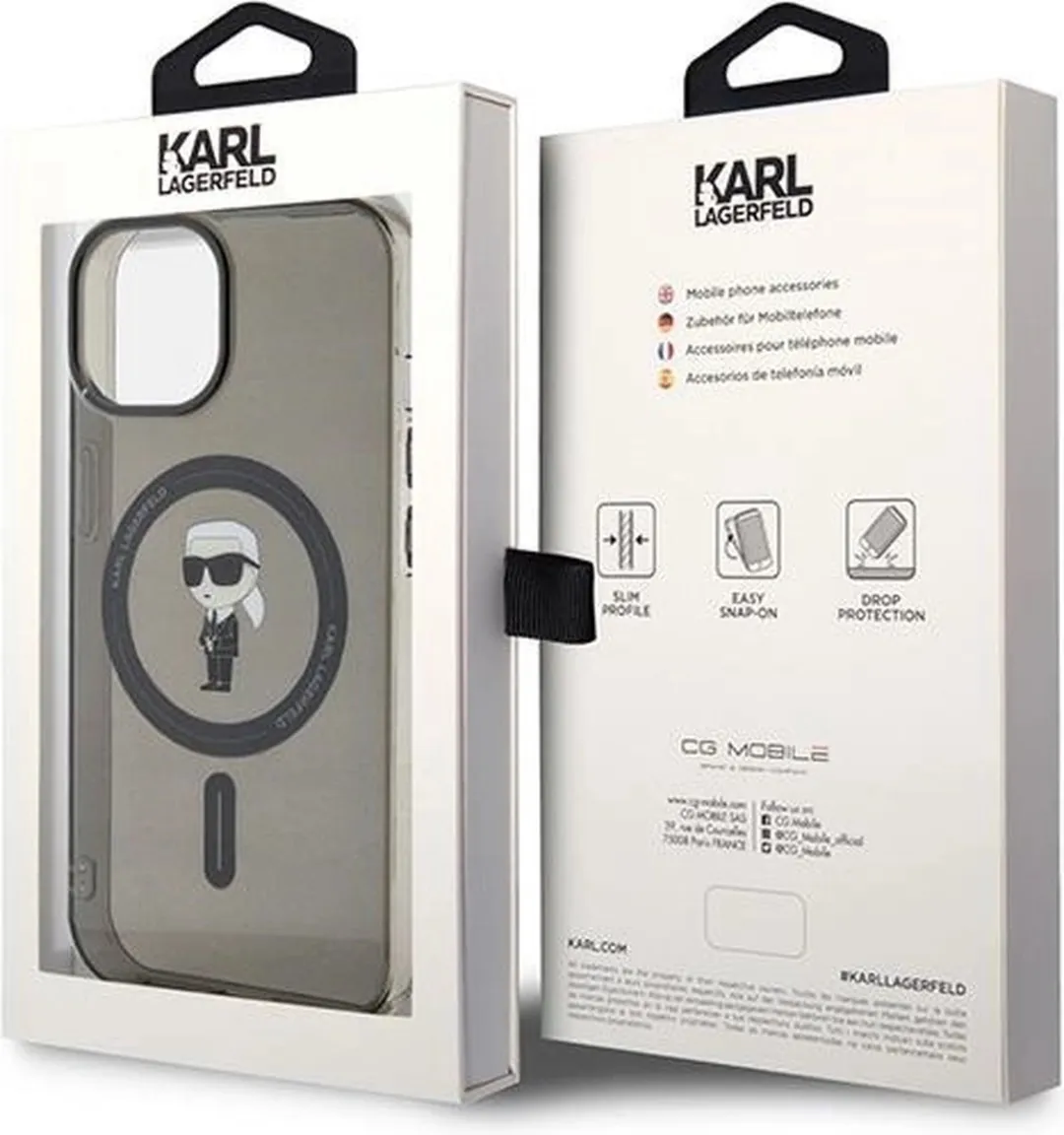 Karl Lagerfeld IML Ikonik MagSafe Hoesje - iPhone 15/14/13 - Zwart