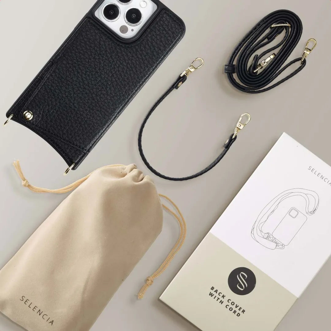 Selencia Hoesje iPhone 13 Pro - 2 Pasjes - Zwart - afbeelding 6 van 6