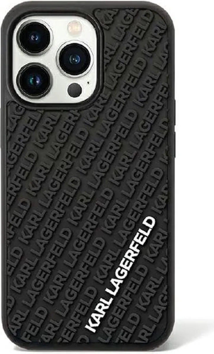 Karl Lagerfeld 3D Rubber Multi Logo Hoesje iPhone 11/XR - Zwart