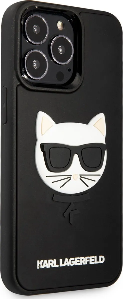 Karl Lagerfeld iPhone 13 Pro Hoesje - 3D Rubber Choupette Head - Zwart