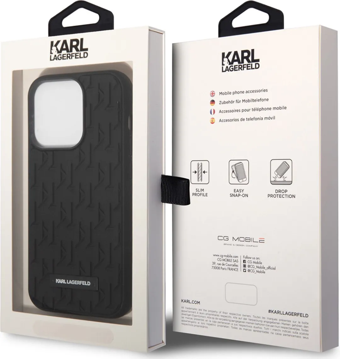 Karl Lagerfeld iPhone 14 Pro Backcase - Effen Zwart - afbeelding 6 van 6