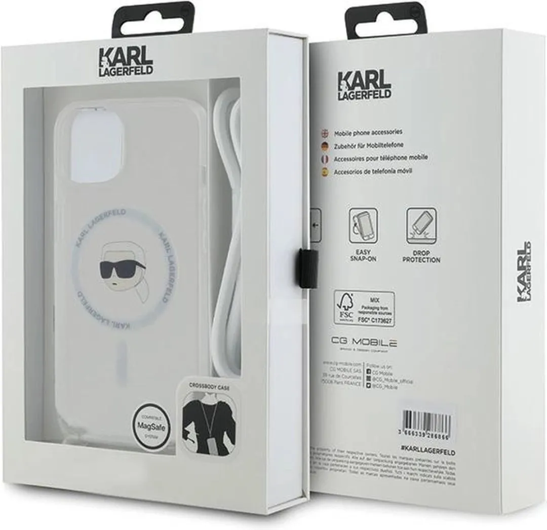 Karl Lagerfeld Head MagSafe Hoesje - iPhone 15/14/13 - Transparant