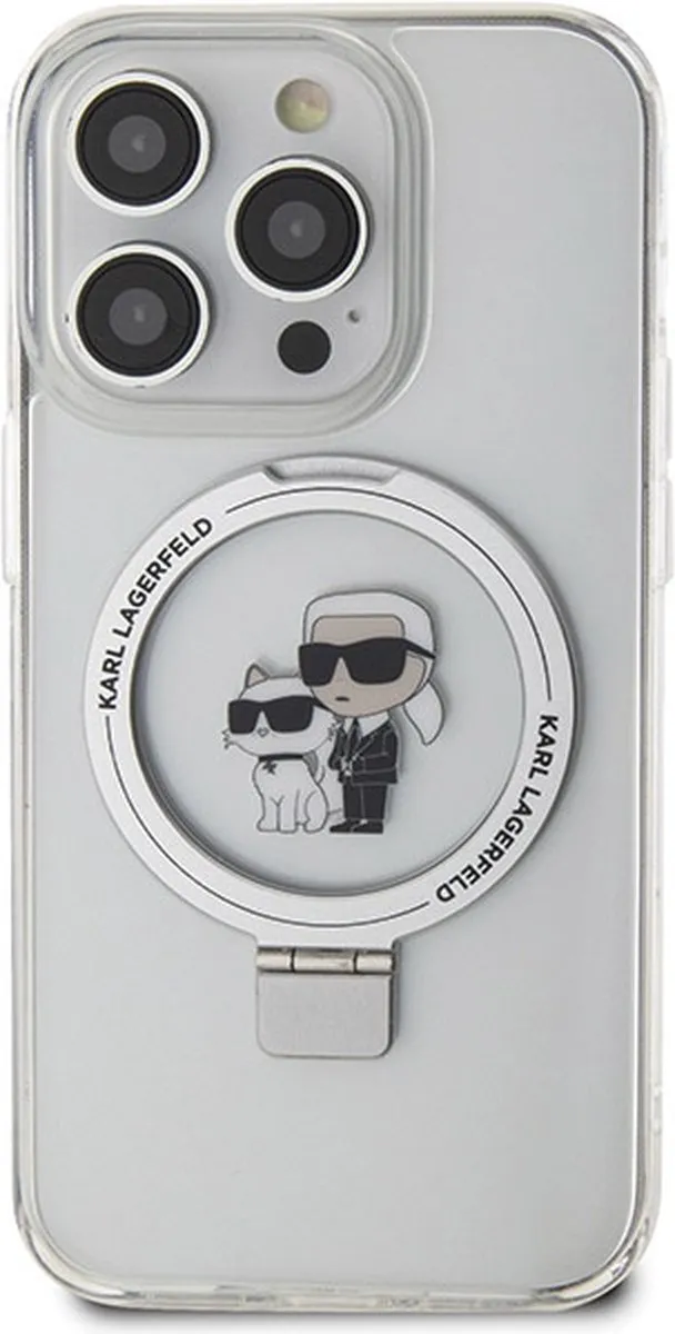 Karl Lagerfeld Ring Stand Karl & Choupette Hoes met MagSafe - iPhone 13 Pro Max - Wit