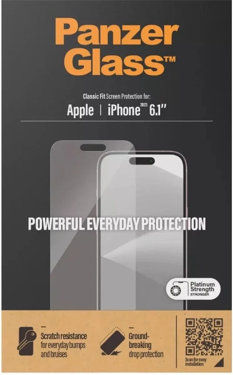 PanzerGlass Classic Fit iPhone 15 Schermbeschermer - Case Friendly