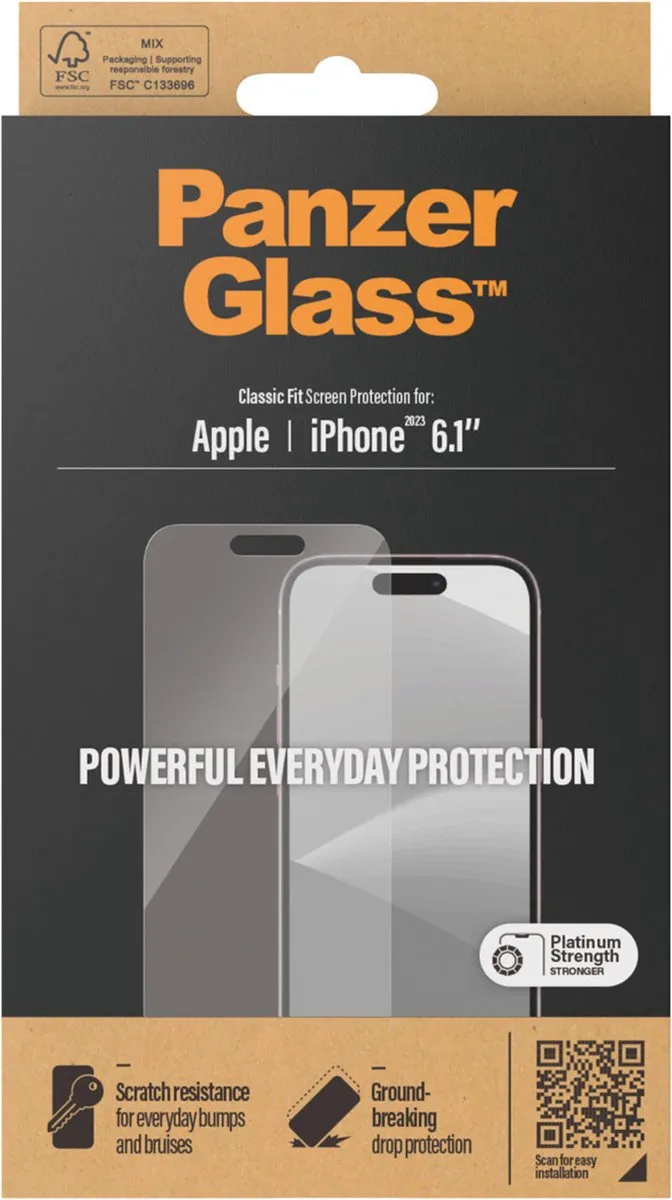 PanzerGlass Classic Fit iPhone 15 Schermbeschermer