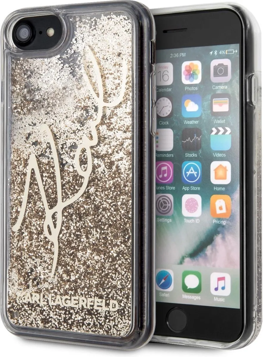 Karl Lagerfeld iPhone SE/8/7/6 Backcase - Glitter Goud - afbeelding 6 van 6