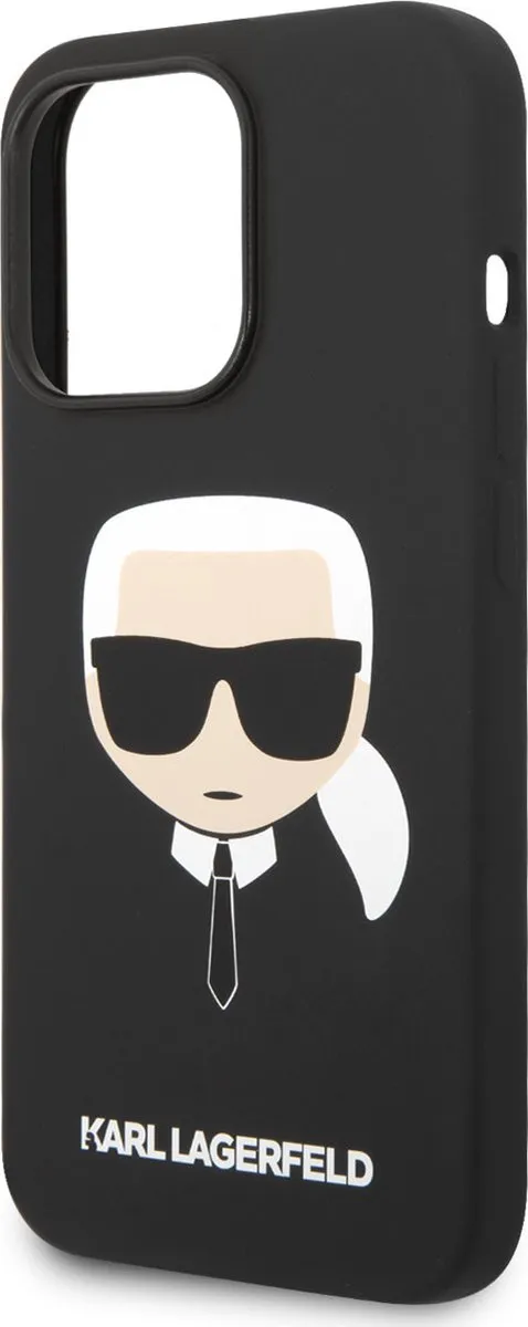 Karl Lagerfeld iPhone 14 Pro Hardcover Karl's Head - Zwart
