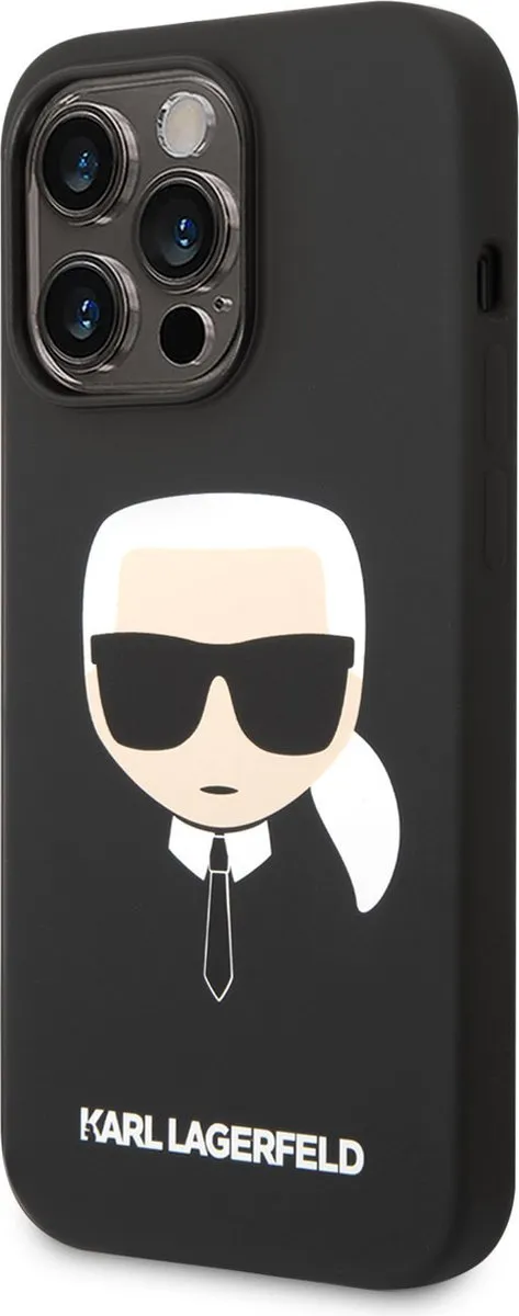 Karl Lagerfeld iPhone 14 Pro Hardcover Karl's Head - Zwart