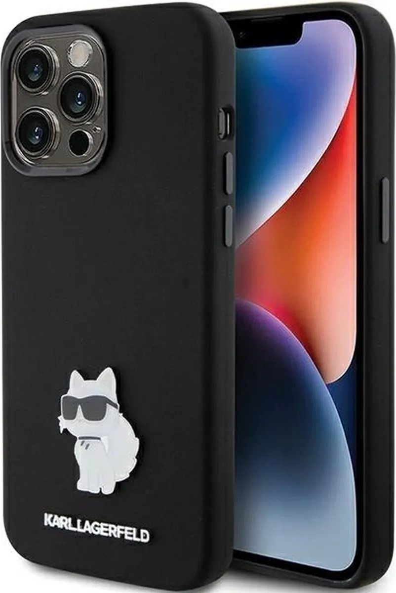 Karl Lagerfeld Choupette Siliconen Hoesje iPhone 15 Pro Max - Zwart