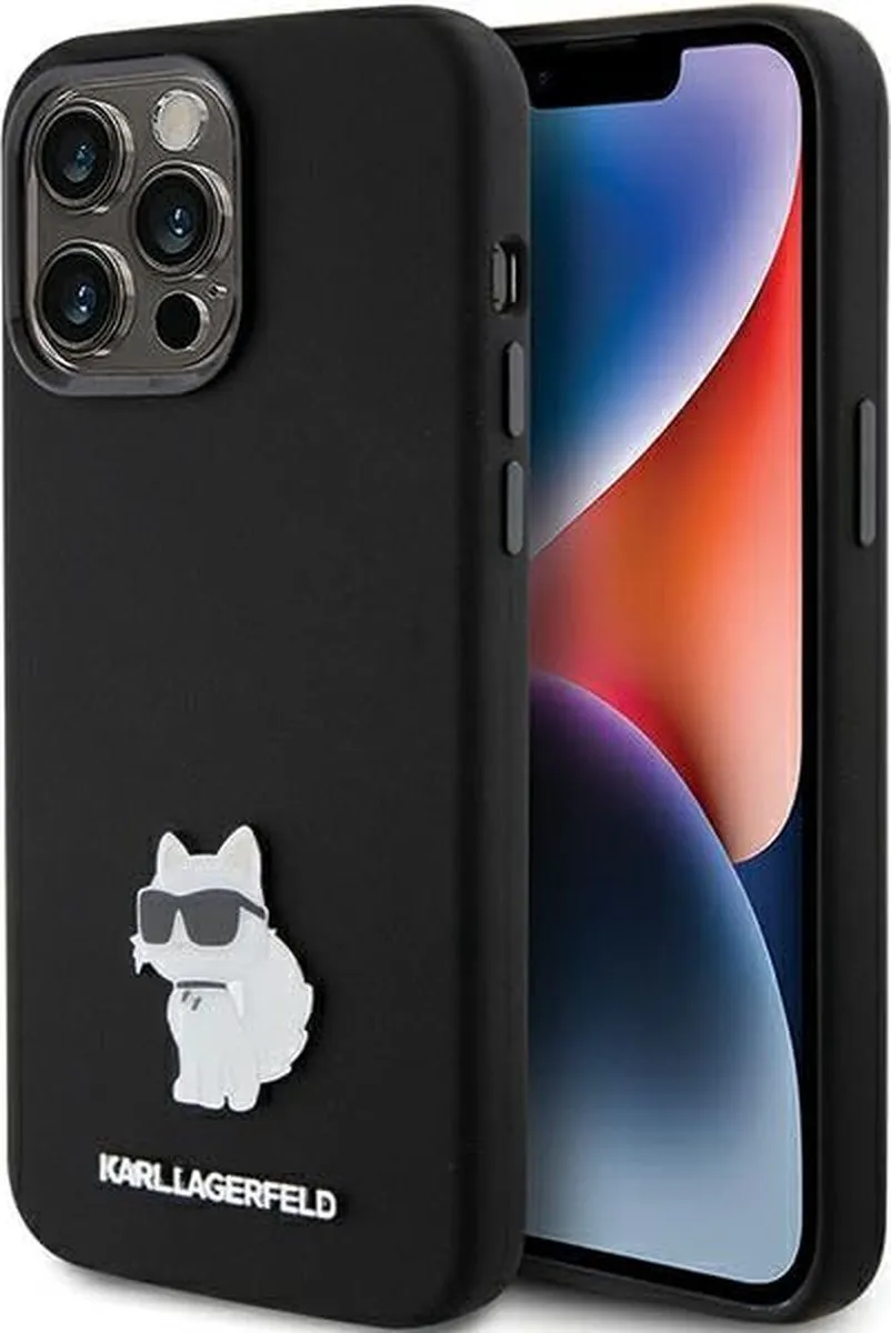 Karl Lagerfeld Choupette Siliconen Hoesje iPhone 15 Pro Max - Zwart