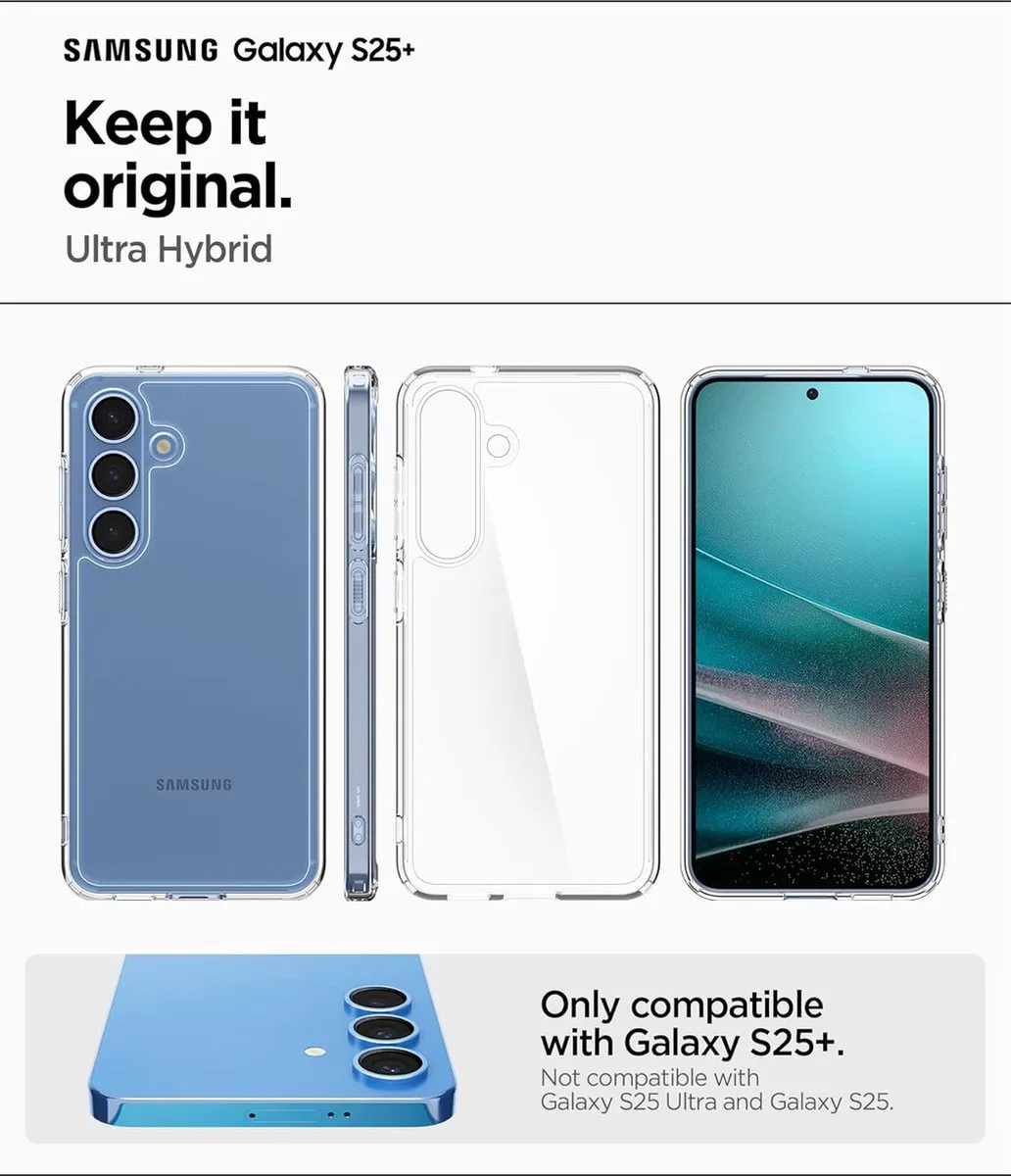 Spigen Ultra Hybrid Back Cover voor Samsung Galaxy S25 Plus - Transparant