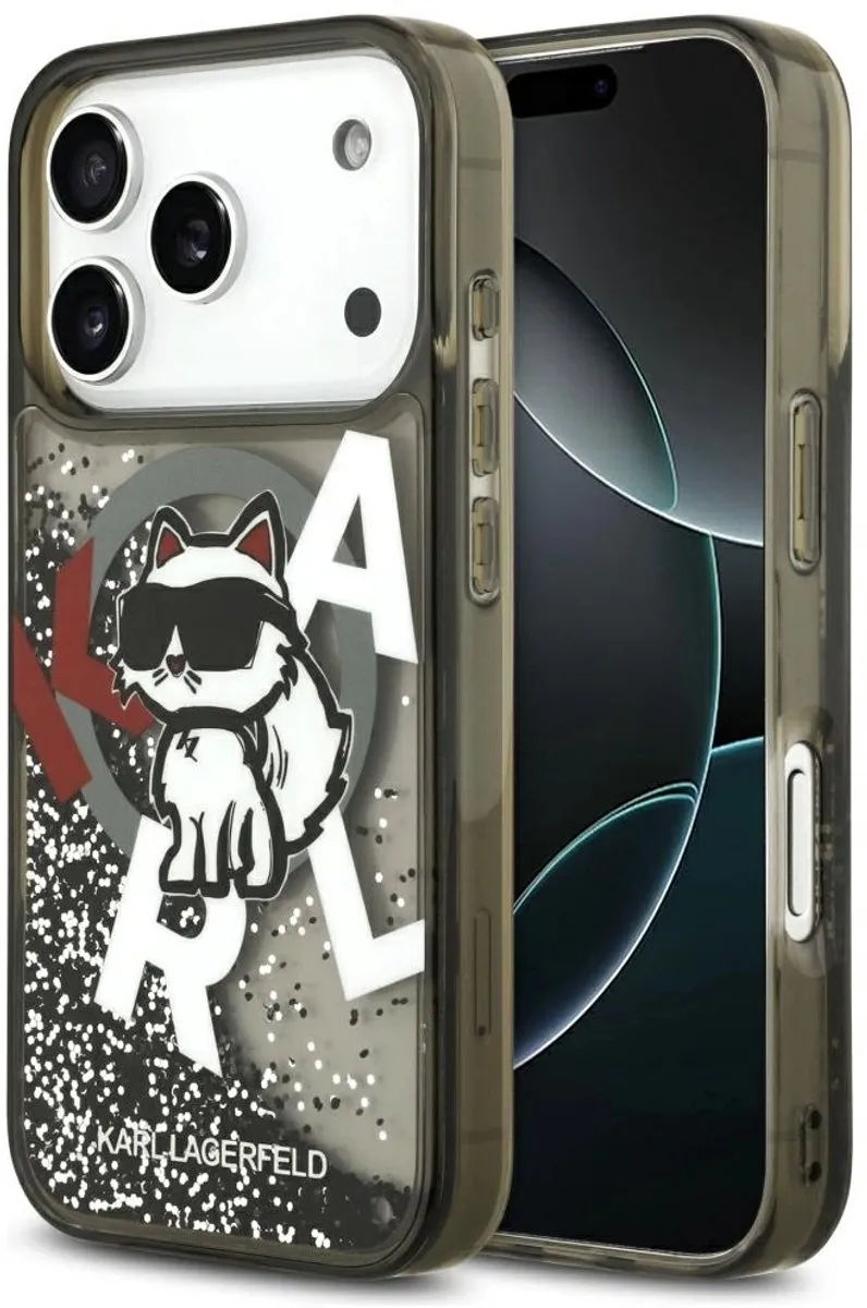 Karl Lagerfeld Case Liquid Glitter Choupette Logo MagSafe