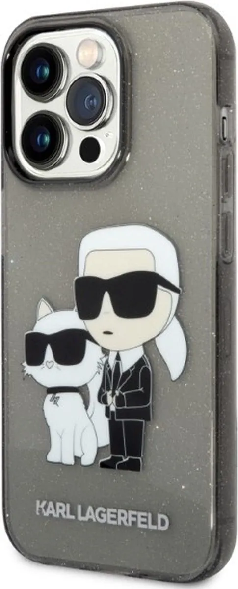 Karl Lagerfeld KLHCP14XHNKCTGK iPhone 14 Pro Max Hoesje - Gliter - Zwart