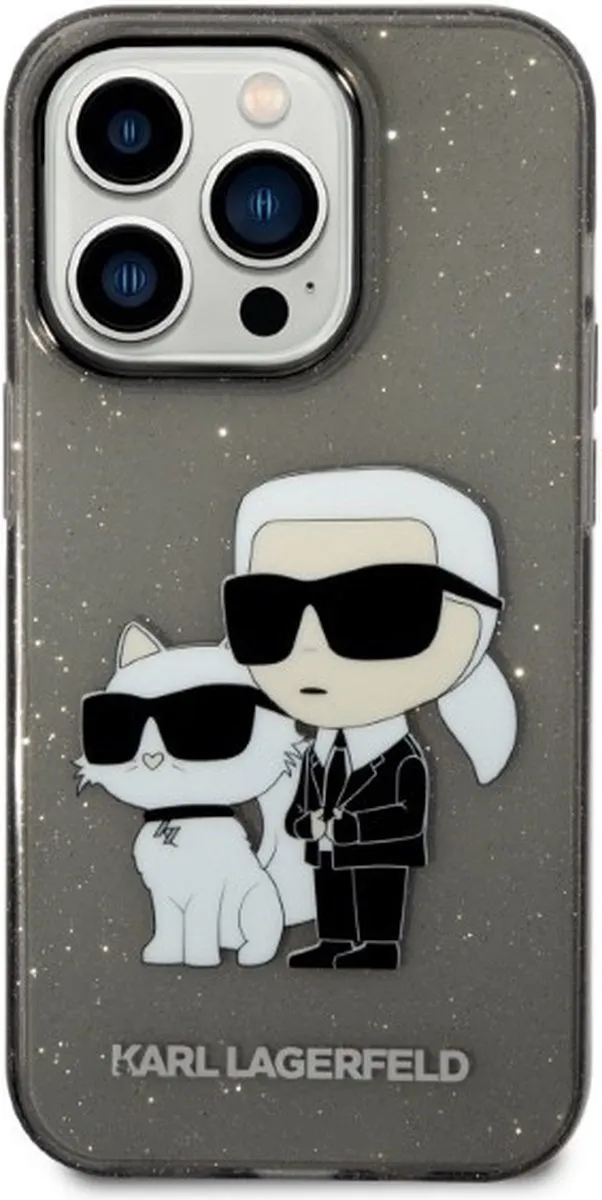 Karl Lagerfeld KLHCP14XHNKCTGK iPhone 14 Pro Max Hoesje - Gliter - Zwart