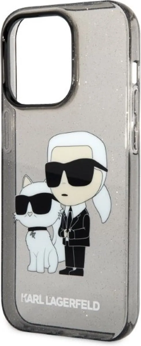 Karl Lagerfeld KLHCP14XHNKCTGK iPhone 14 Pro Max Hoesje - Gliter - Zwart
