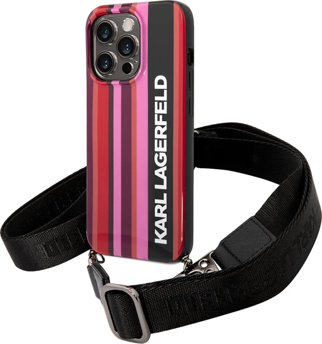 Karl Lagerfeld Strepen Zwart iPhone 14 Pro Max Hoesje