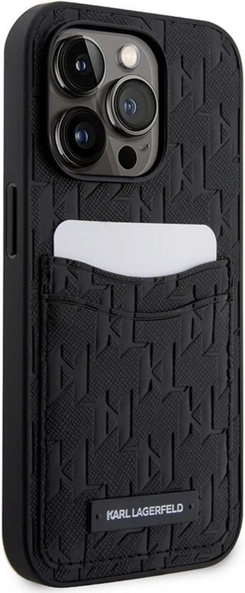 Karl Lagerfeld Saffiano Card Slot Hoes - iPhone 14 Pro Max - Zwart