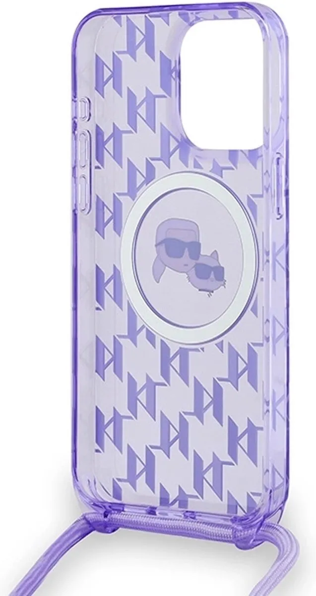 Karl Lagerfeld IML Crossbody Monogram Head MagSafe Hoesje - iPhone 15 Pro Max - Paars