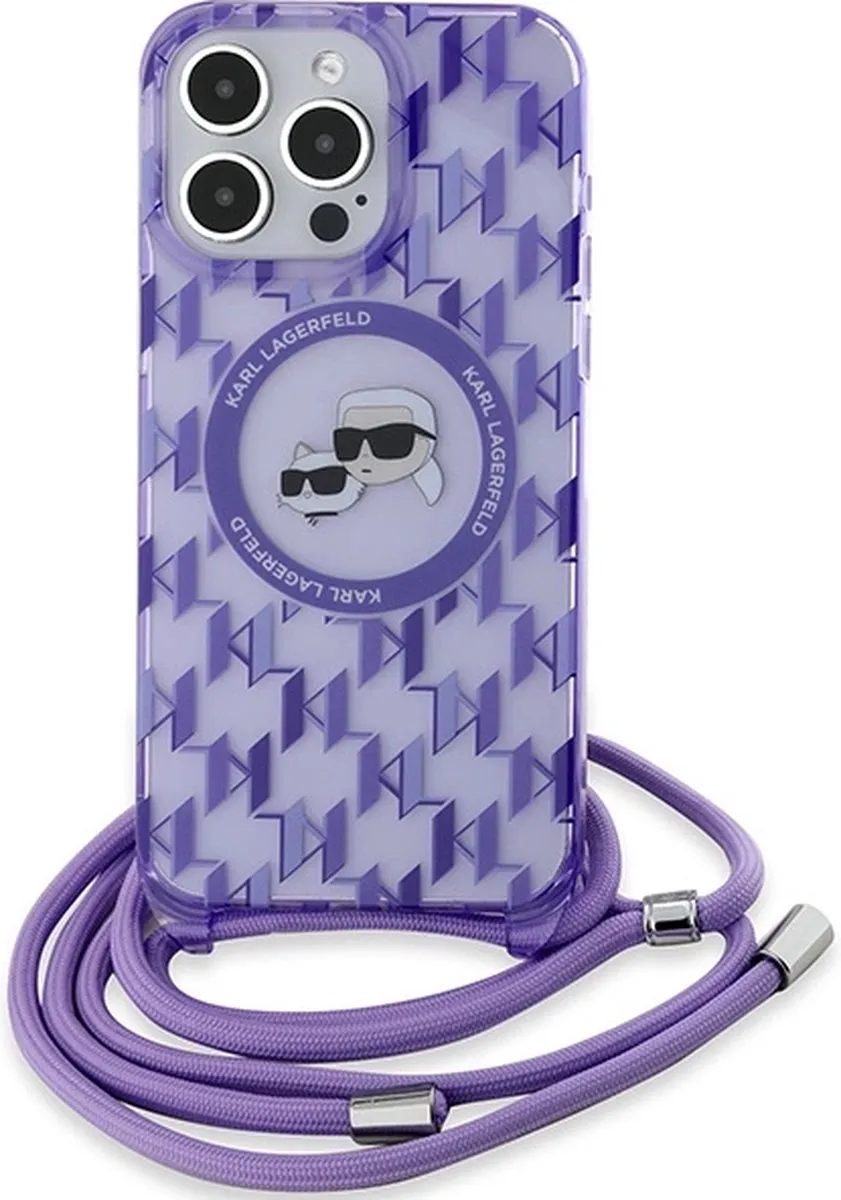 Karl Lagerfeld IML Crossbody Monogram Head MagSafe Hoesje - iPhone 15 Pro Max - Paars