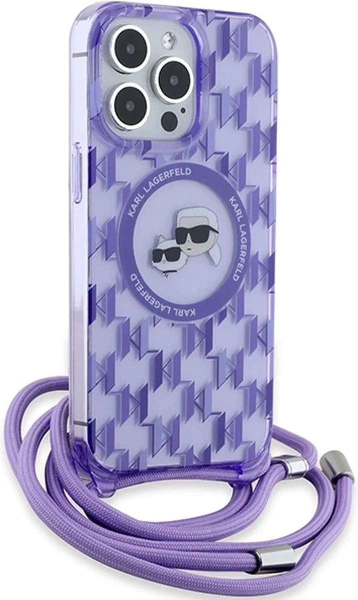 Karl Lagerfeld IML Crossbody Monogram Head MagSafe Hoesje - iPhone 15 Pro Max - Paars