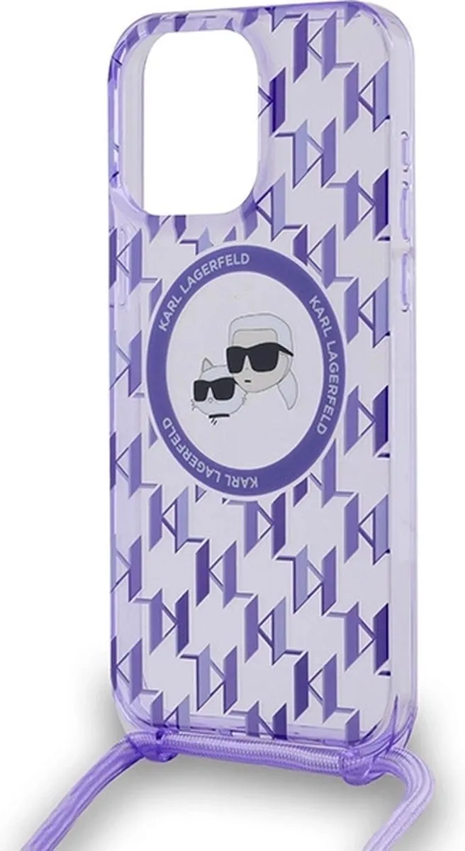 Karl Lagerfeld IML Crossbody Monogram Head MagSafe Hoesje - iPhone 15 Pro Max - Paars