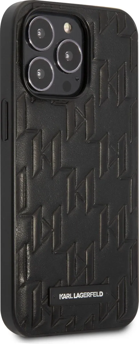 Karl Lagerfeld Monogram Plaque Back Case iPhone 13 Pro - Zwart