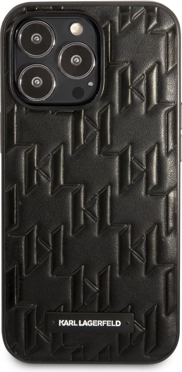 Karl Lagerfeld Monogram Plaque Back Case iPhone 13 Pro - Zwart