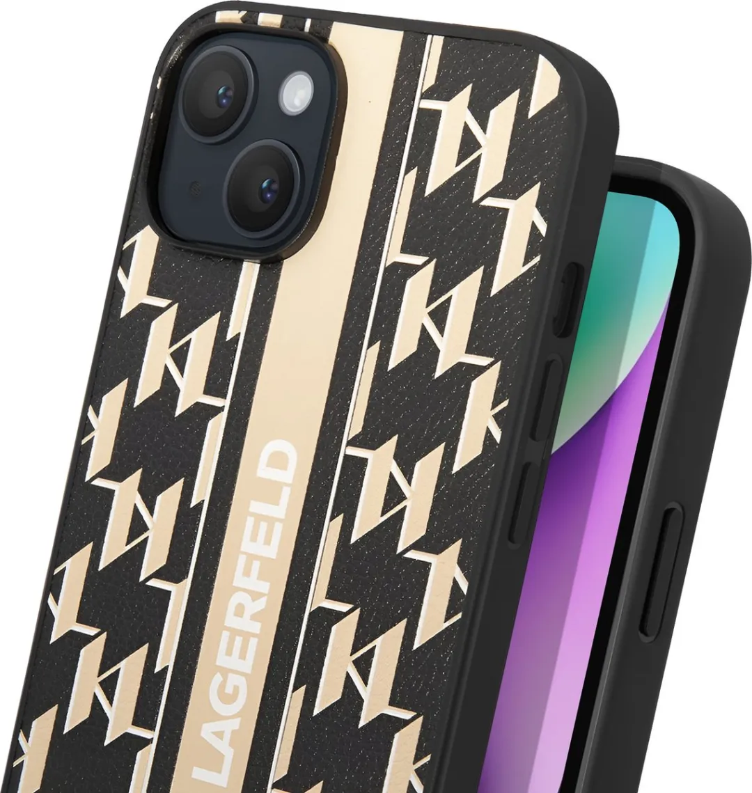 Karl Lagerfeld Monogram Stripe Back Case - iPhone 14 Plus H4851 - Bruin - afbeelding 6 van 6