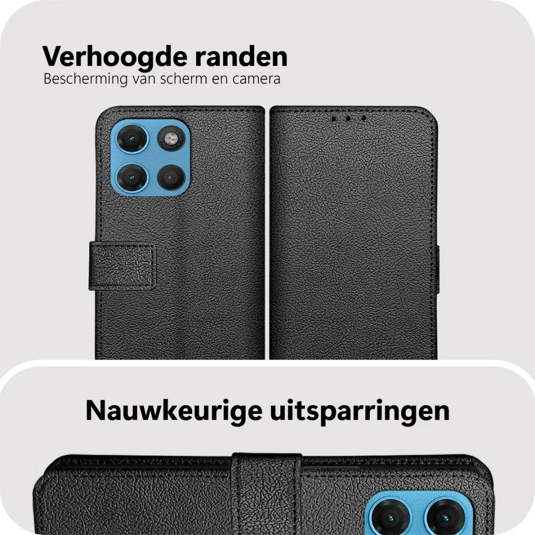 Just in Case Moto G17/G17 Power Bookcase Classic Hoesje - Zwart - 2 Pasjes - afbeelding 6 van 6