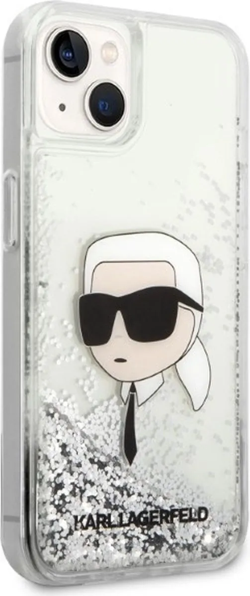 Karl Lagerfeld KLHCP14MLNKHCH iPhone 14 Plus Hoesje - Zilver Glitter