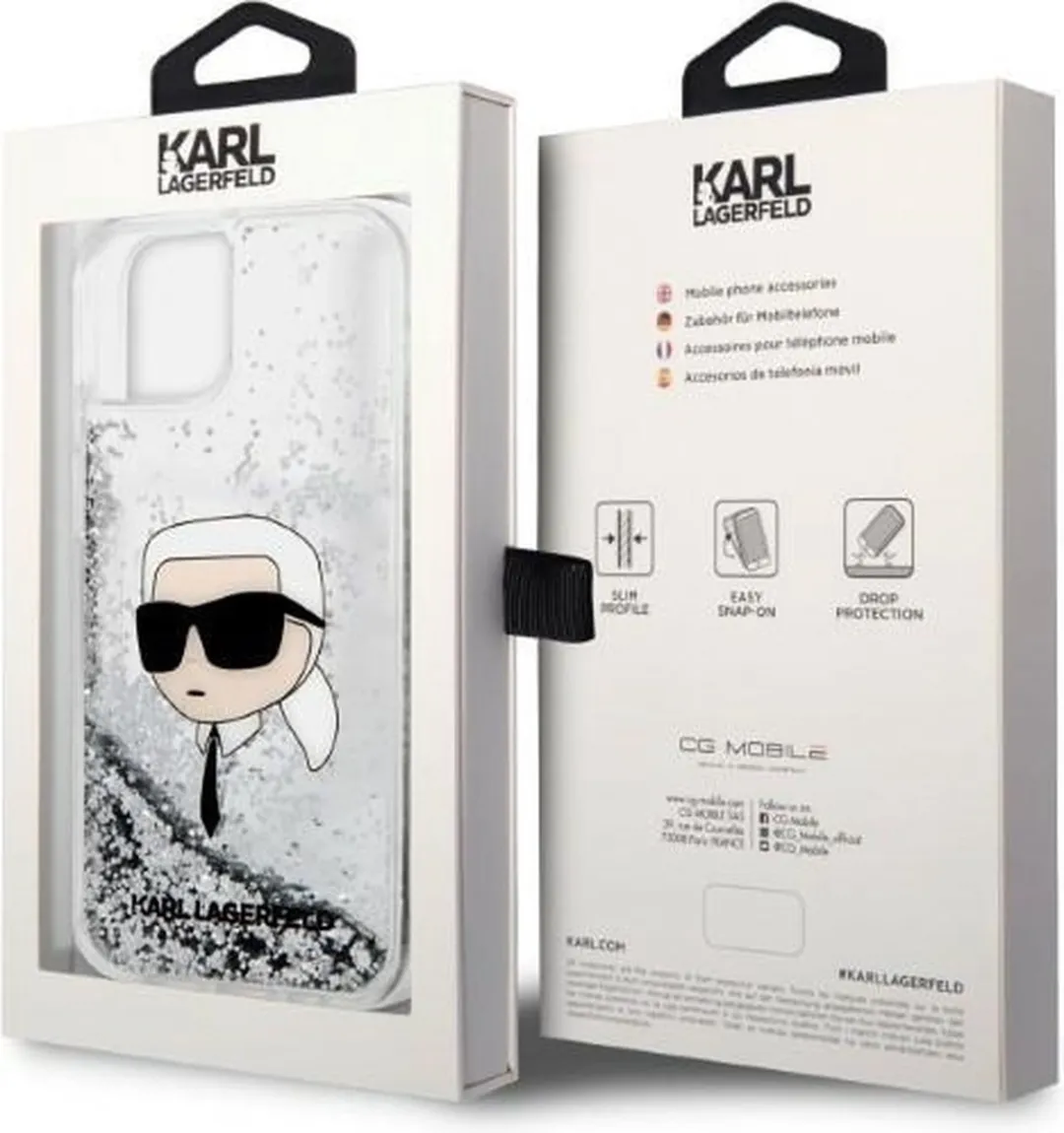 Karl Lagerfeld KLHCP14MLNKHCH iPhone 14 Plus Hoesje - Zilver Glitter