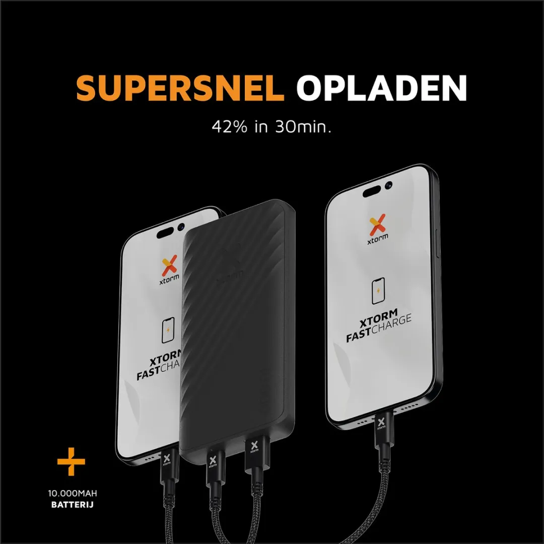 Xtorm Go2 Powerbank XG2101 - 10.000mAh - USB-A & USB-C - Charcoal Black